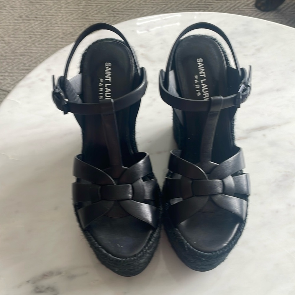 Black Saint Laurent Paris platform shoe only wore once.